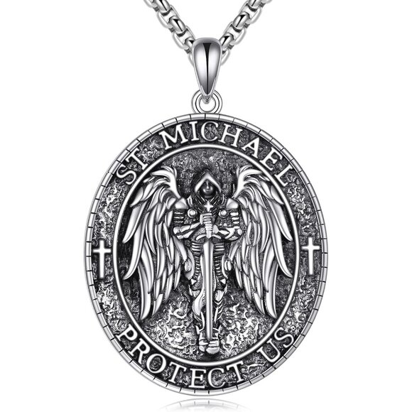 Sterling Silver St Michael Santa Muerte Saint Jude Virgin Mary Medallion Pendant